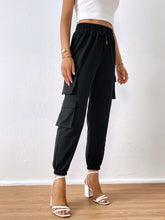 Load image into Gallery viewer, Flap Pocket Side Drawstring Waist Cargo Pants
