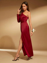 Load image into Gallery viewer, One Shoulder Cut Out Waist Split Thigh Dress
