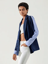 Load image into Gallery viewer, Striped Side Double Breasted Blazer
