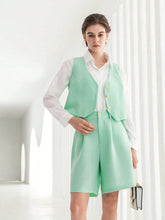 Load image into Gallery viewer, Solid Button Front Vest Blazer &amp; Shorts
