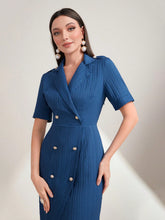 Load image into Gallery viewer, Lapel Collar Double Breasted Dress
