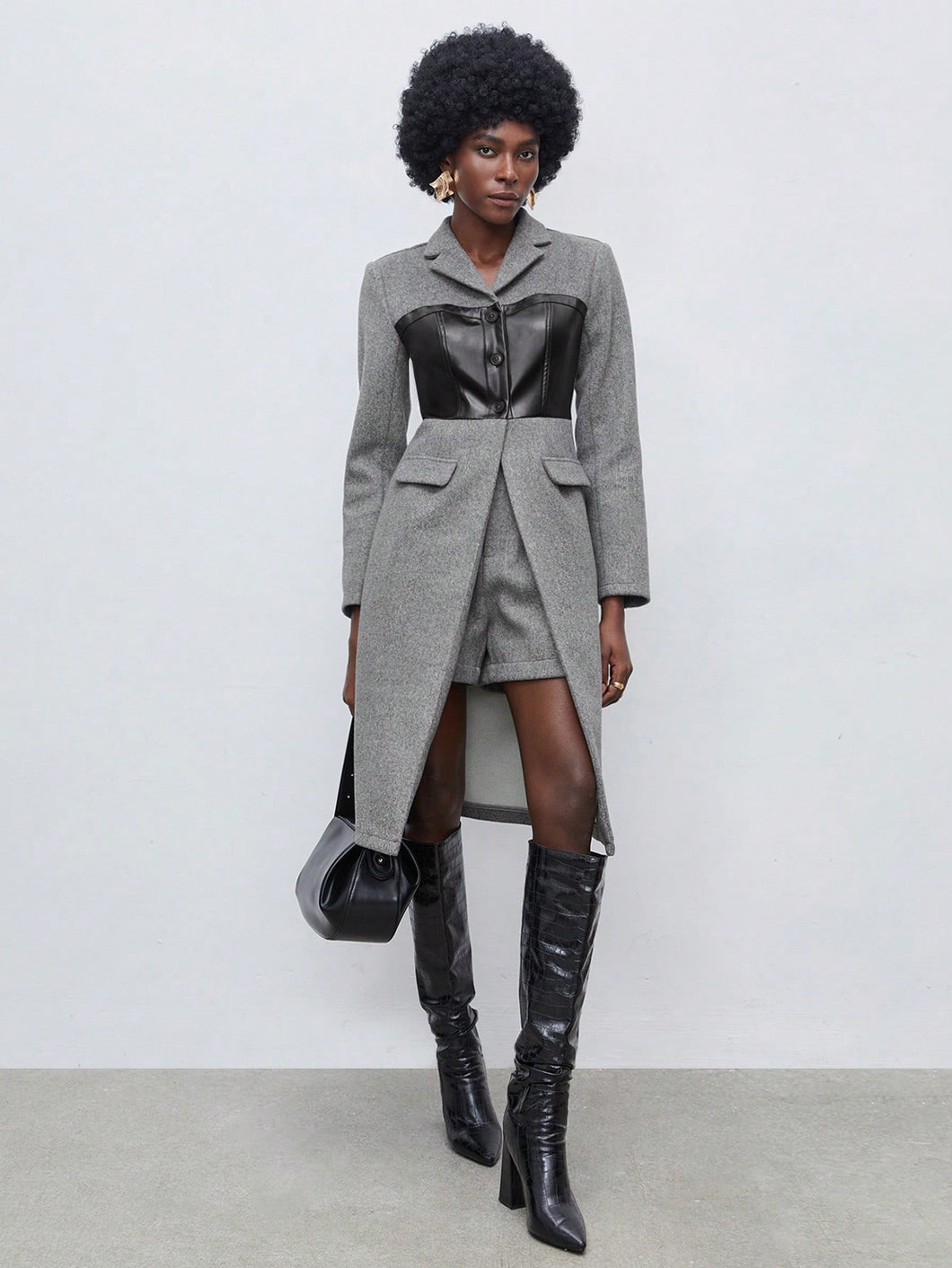 Two Tone Button Front Overcoat