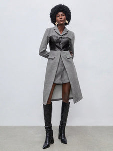 Two Tone Button Front Overcoat