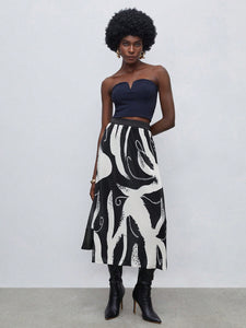Graphic Print Plisse Skirt
