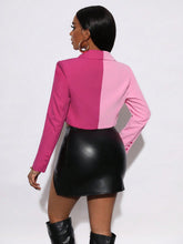 Load image into Gallery viewer, Two Tone Double Button Crop Blazer
