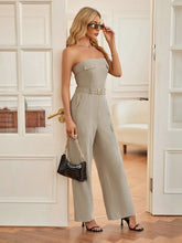 Load image into Gallery viewer, Flap Pocket Side Belted Tube Jumpsuit
