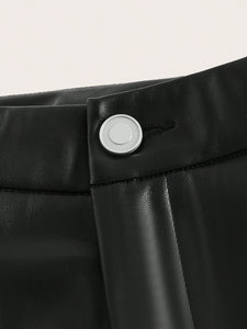 Slant Pocket Split Hem PU Leather Pants