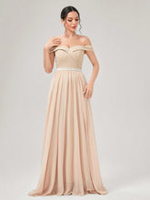 Load image into Gallery viewer, Off Shoulder Fold Pleated Maxi Dress
