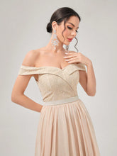 Load image into Gallery viewer, Off Shoulder Fold Pleated Maxi Dress
