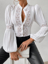 Load image into Gallery viewer, Contrast Lace Lantern Sleeve Blouse
