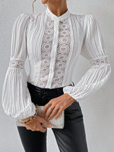 Load image into Gallery viewer, Contrast Lace Lantern Sleeve Blouse
