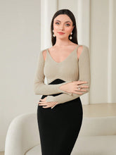 Load image into Gallery viewer, Two Tone Cut Out Sweater Dress
