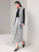 Load image into Gallery viewer, Lapel Neck Vest Coat &amp; Belted Skirt
